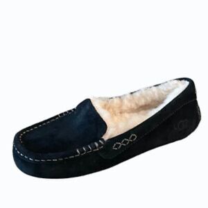 New without original box, UGG Ansley Black Suede‎ Slippers Moccasins